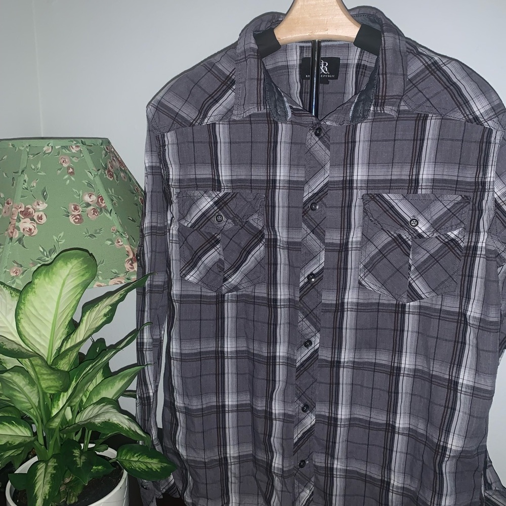 Gray Plaid Men's Shirt